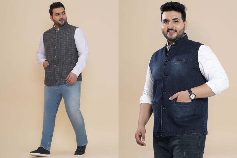 Nehru Jacket with Jeans for Plus Size Men