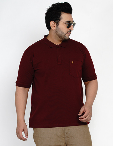 Wine embroidered-logo stretchable polo shirt