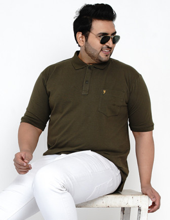 Olive embroidered-logo stretchable polo shirt