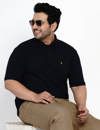 Cool Navy embroidered-logo stretchable polo shirt