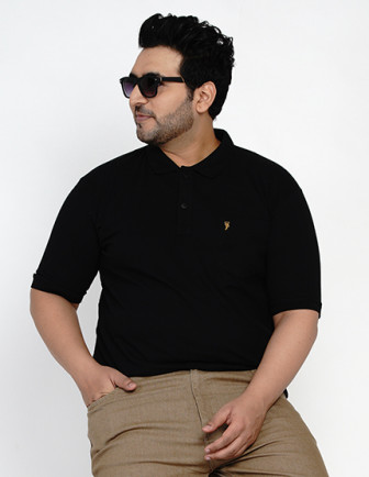 Tar Black embroidered-logo stretchable polo shirt